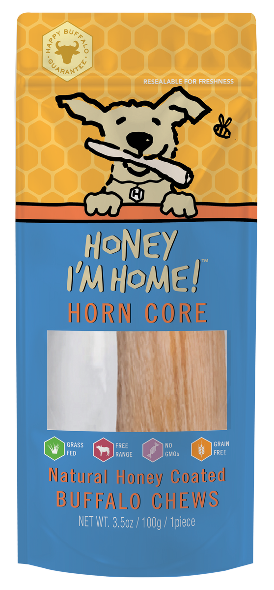 Honey I'm Home Natural Honey Coated Horn Core Buffalo Dog Chews Honey I'm Home Natural Honey Coated Horn Core Buffalo Dog Chews