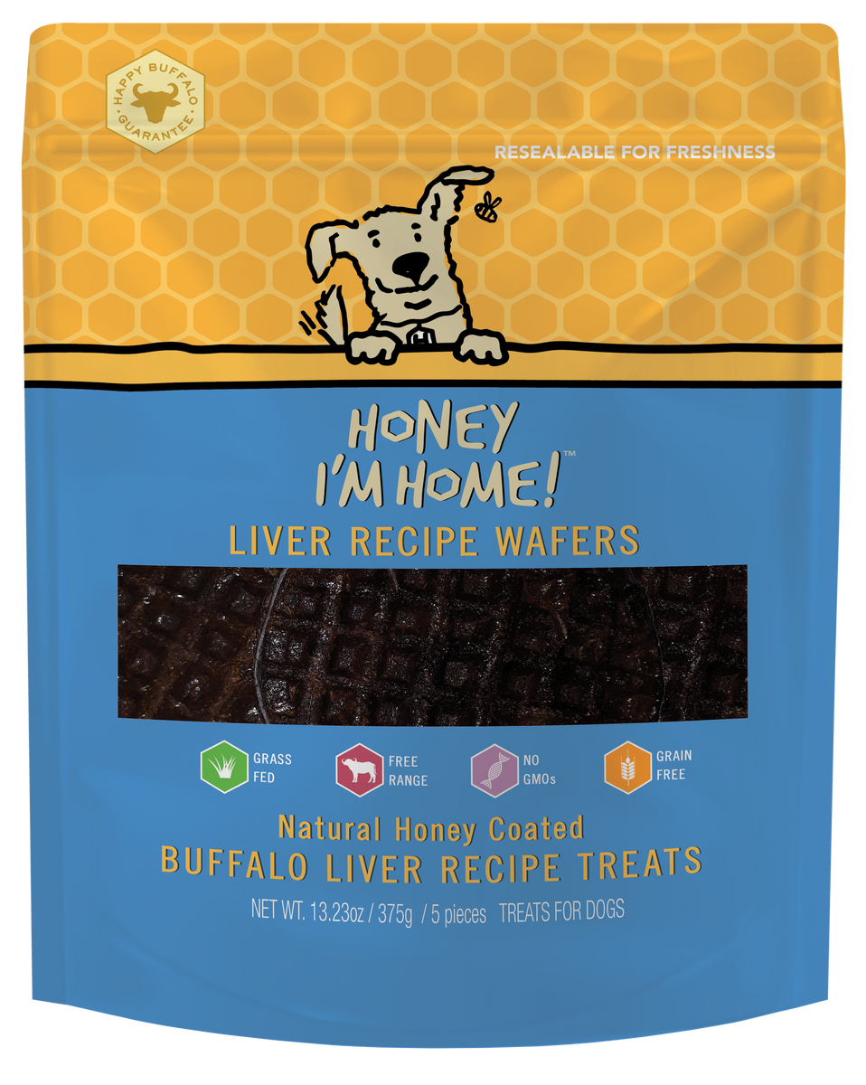 Honey I'm Home Natural Honey Coated Liver Wafers Buffalo Dog Chews Honey I'm Home Natural Honey Coated Liver Wafers Buffalo Dog Chews
