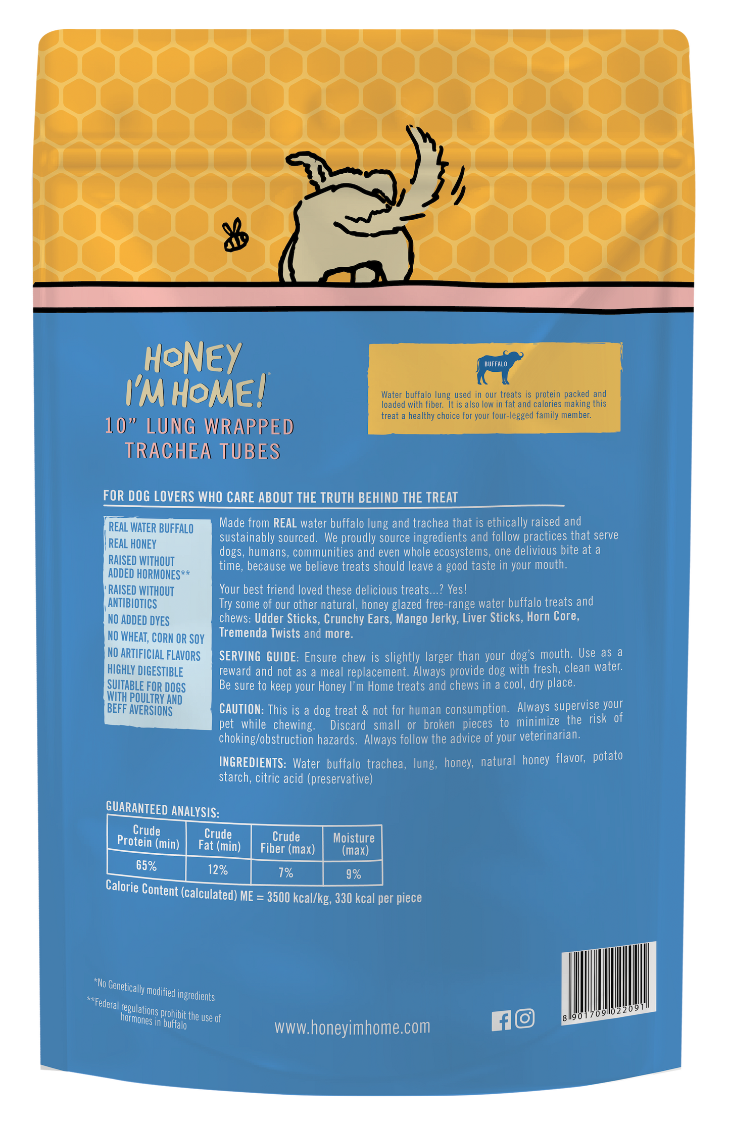 10" TRACHEA WHEEZY WRAPS - Honey I'm Home Treats