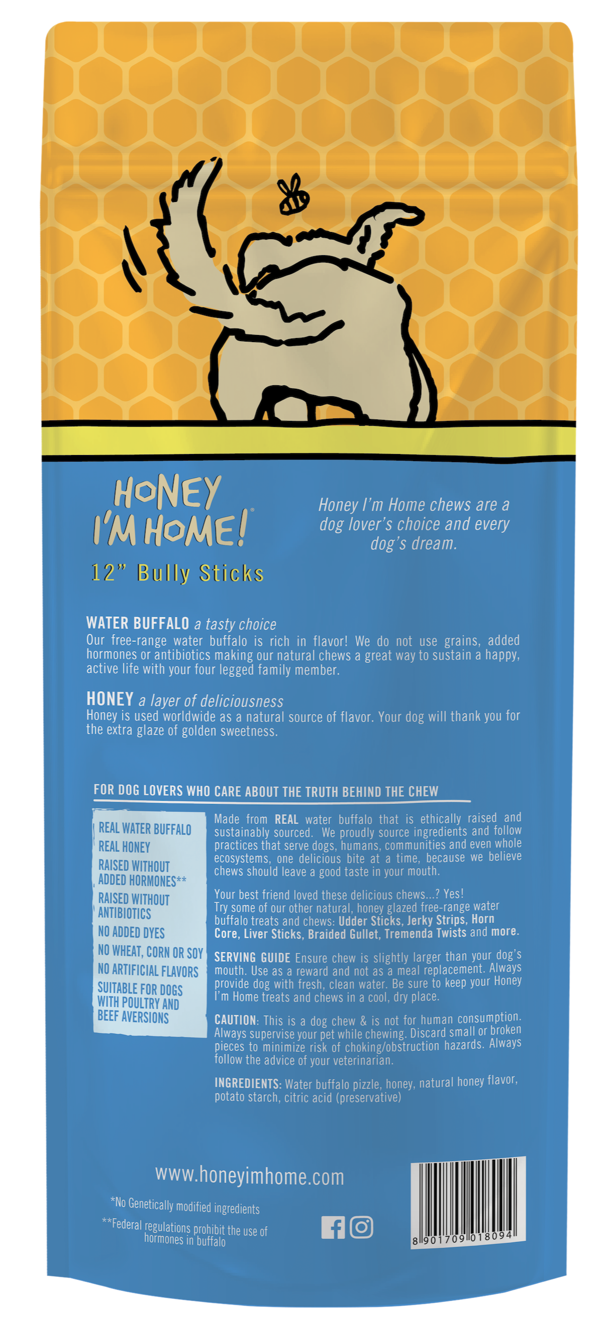 12" BULLY STICKS - Honey I'm Home Treats
