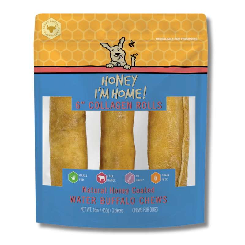 6" COLLAGEN ROLLS - NATURAL DOG CHEWS - Honey I'm Home Treats