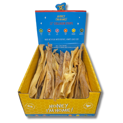 12"  COLLAGEN STRIPS BULK - Honey I'm Home Treats