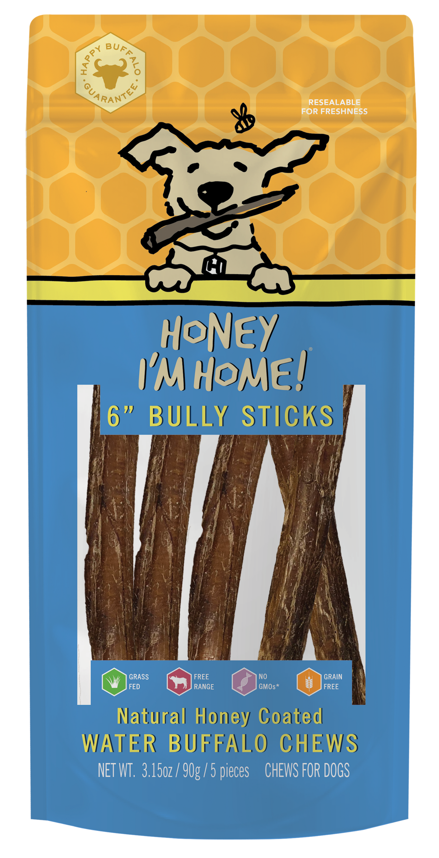 6" BULLY STICKS - Honey I'm Home Treats