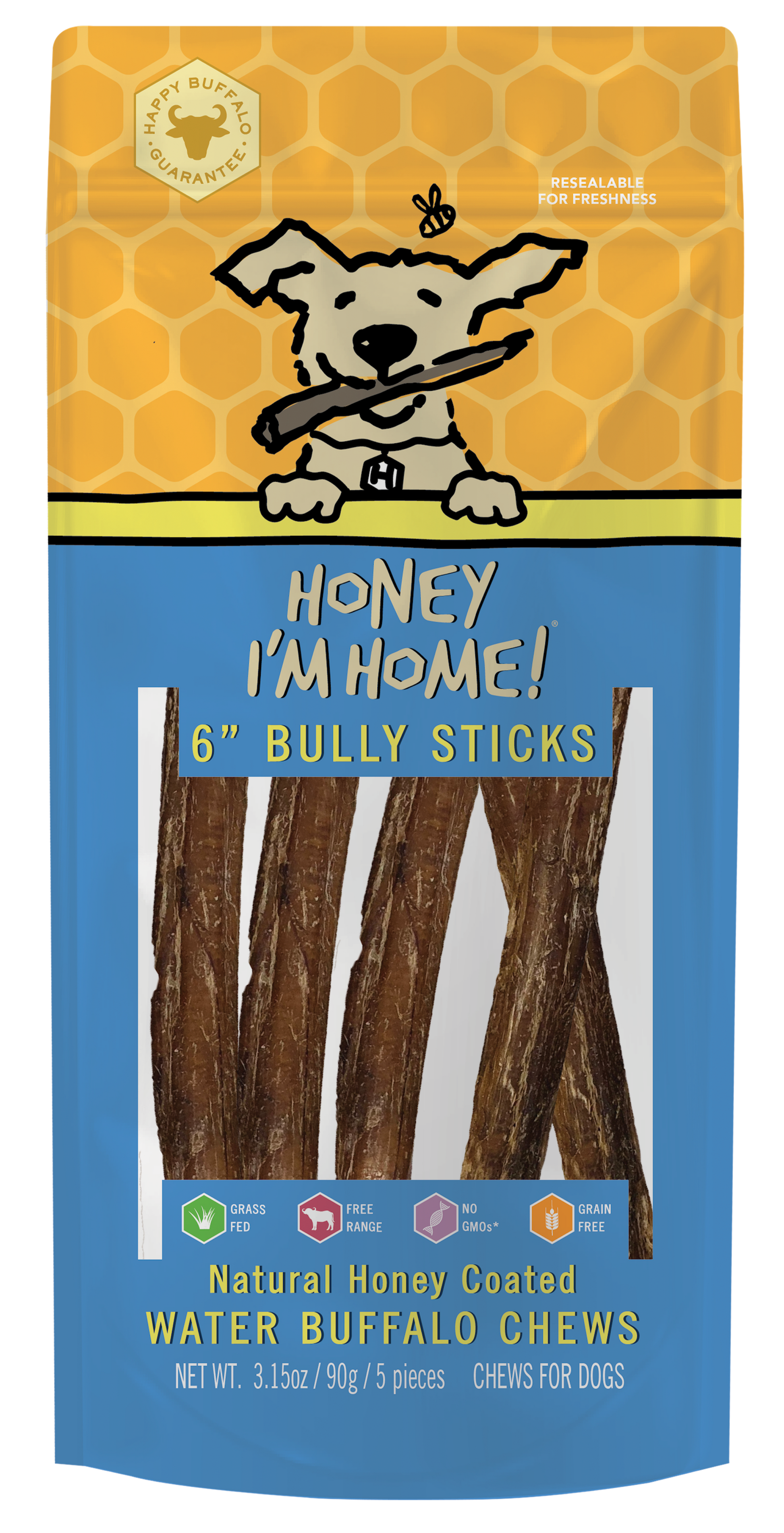 6" BULLY STICKS - Honey I'm Home Treats