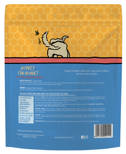 6" COLLAGEN STRIPS - Honey I'm Home Treats
