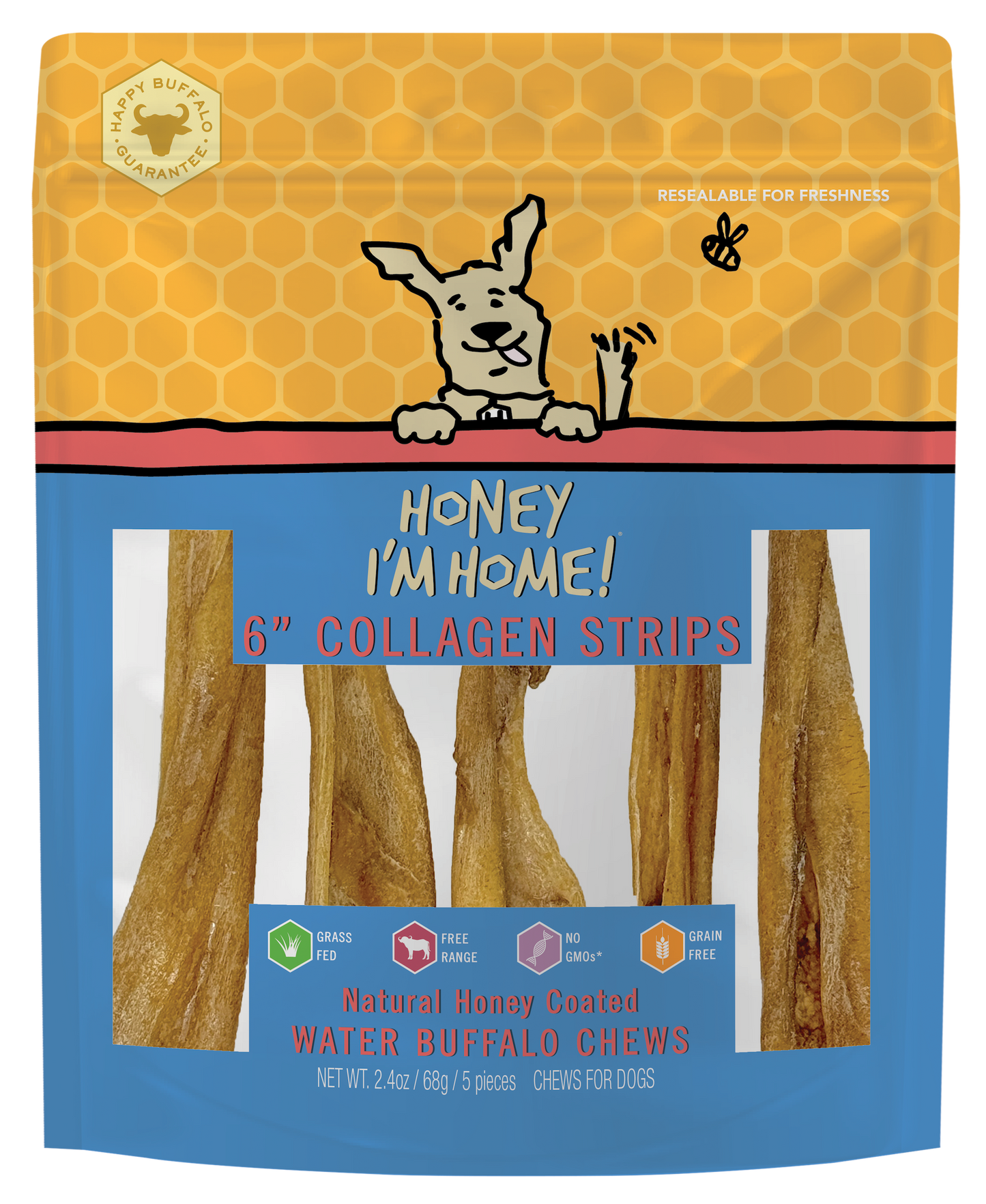 6" COLLAGEN STRIPS - Honey I'm Home Treats