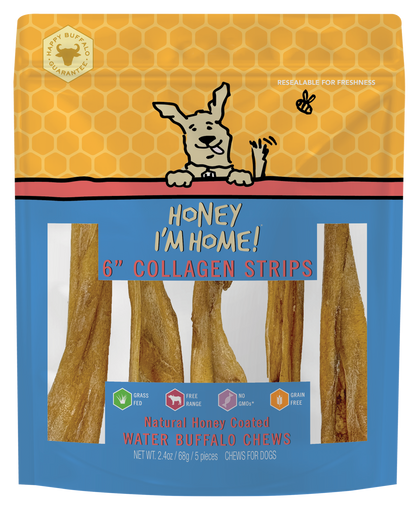 6" COLLAGEN STRIPS - Honey I'm Home Treats