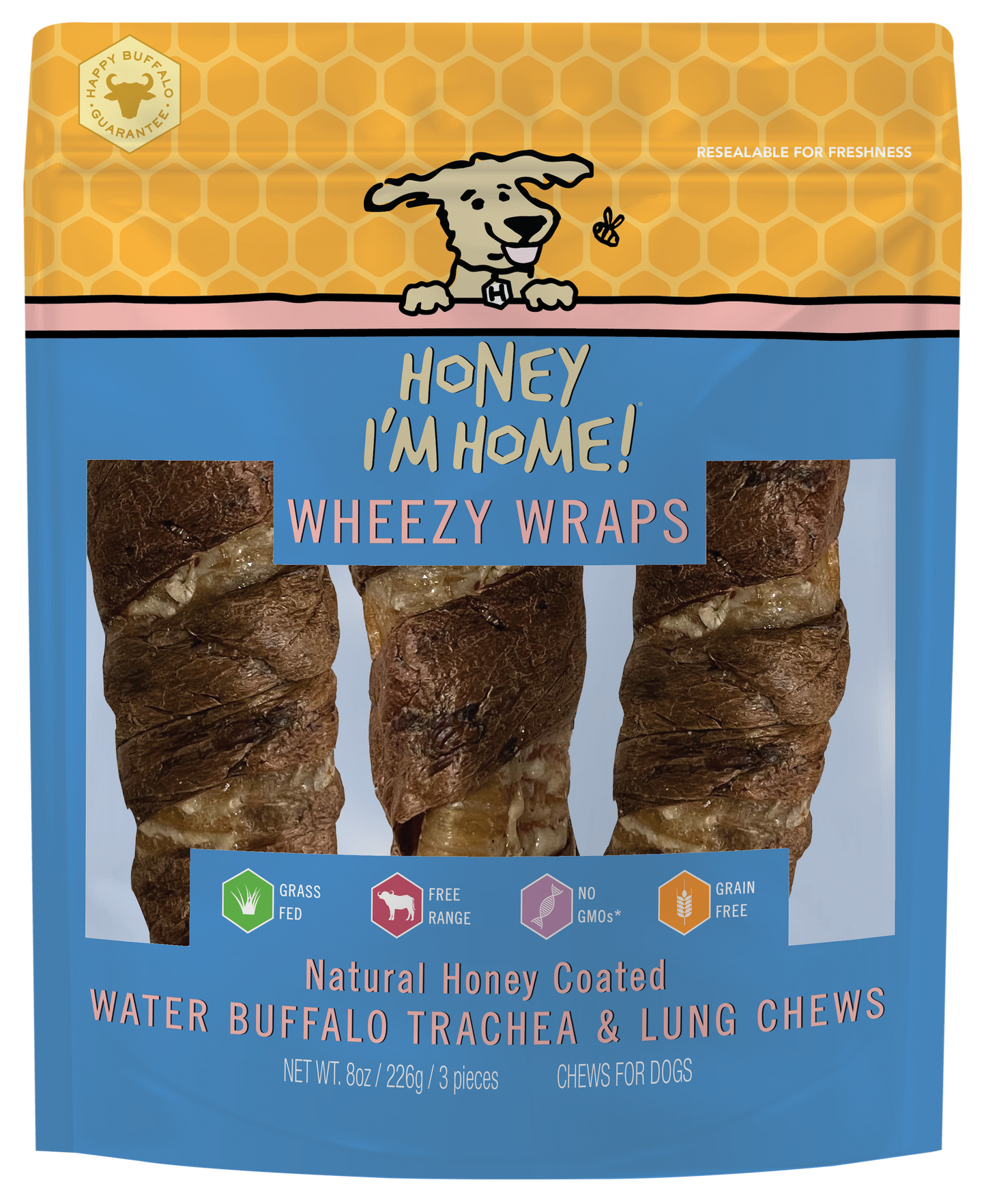 6" TRACHEA WHEEZY WRAPS - Honey I'm Home Treats