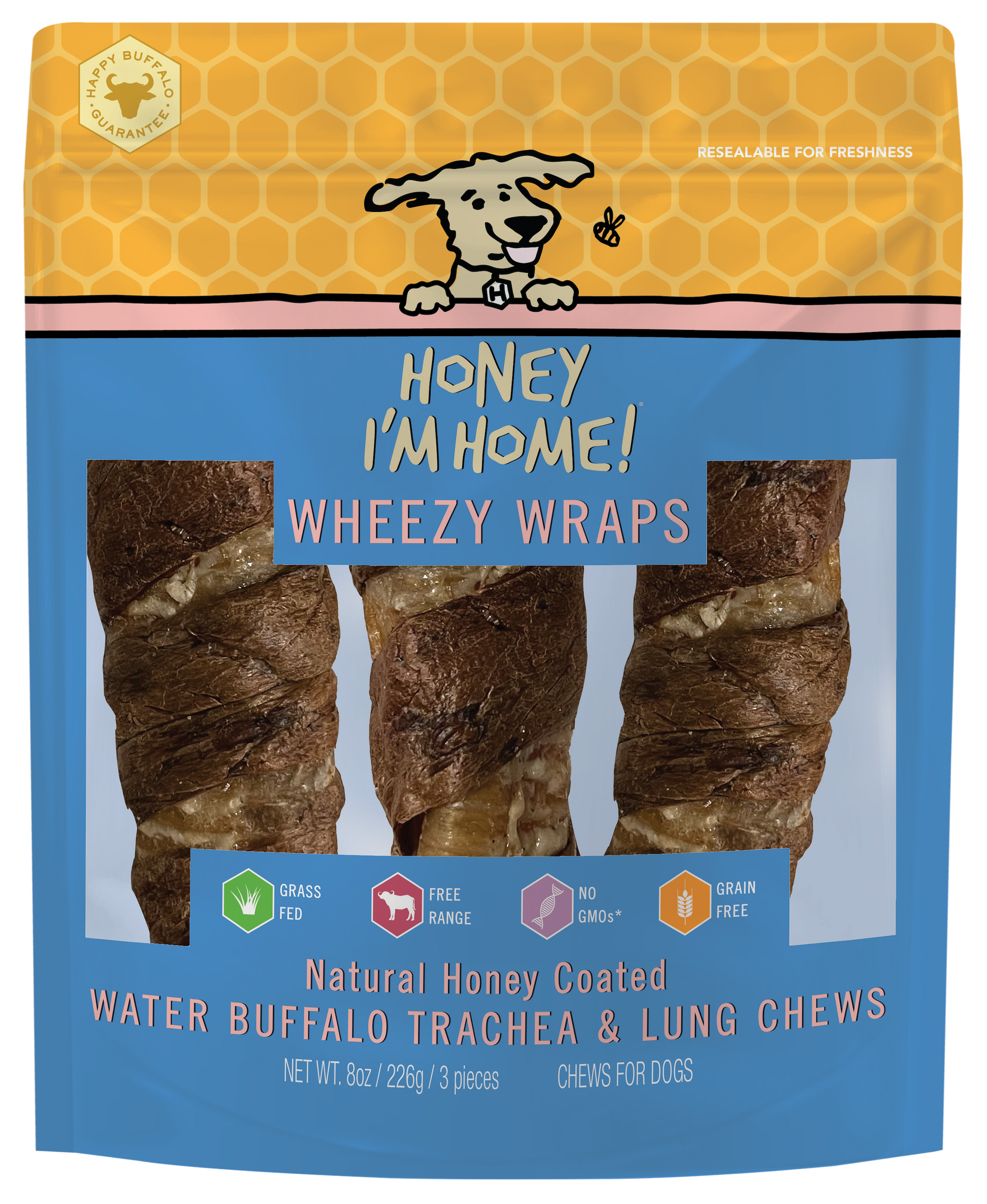6" TRACHEA WHEEZY WRAPS - Honey I'm Home Treats