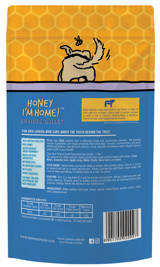 Orange and blue back of package with ingredients and listed benefits
