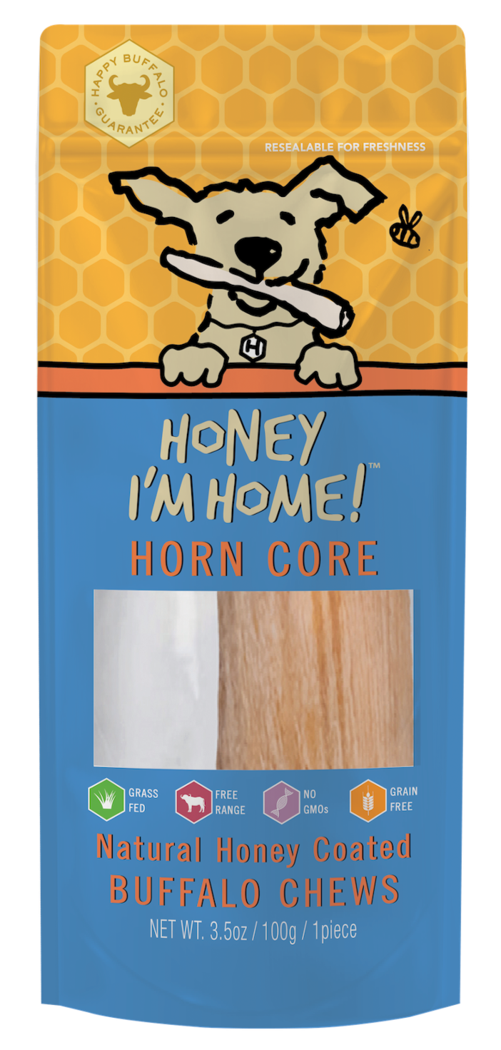 yellow and blue pkg. of honey-coated horn core