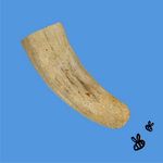 1 pc. buffalo horn core chew on a sky blue background with two little black bees bottom right corner