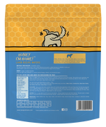 back of bright yellow and blue 13.2 oz pkg. buffalo liver recipe wafers for dogs - ingredients