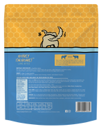 back of bright yellow and blue 13 oz pkg of buffalo lung bites for dogs